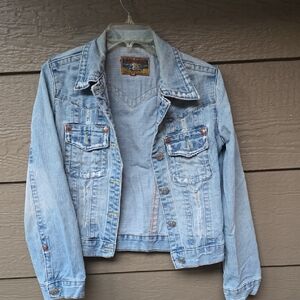VTG Vintage y2k True Religion Destructed Denim Trucker Jacket vtg XL